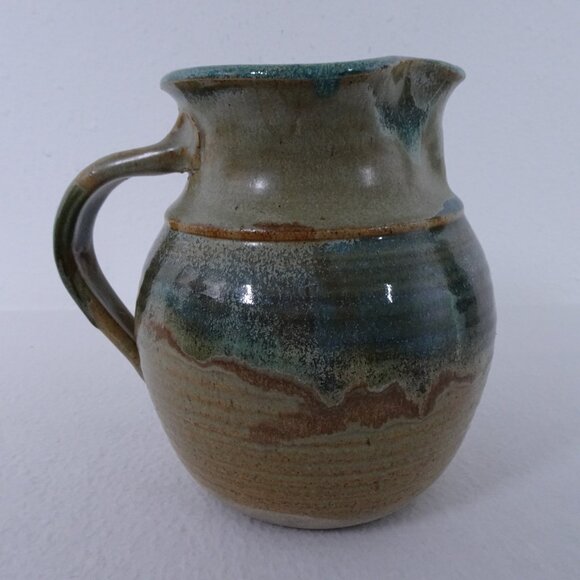 Vintage Pottery Pitcher Handmade Signed Hartman 7.5" Tall Artisan Studio Glazed - Picture 8 of 12